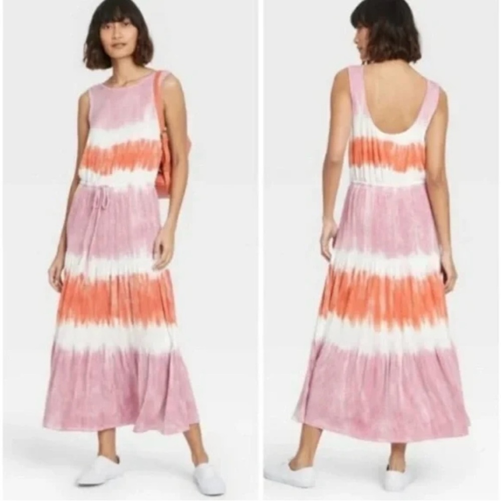 Knox Rose “Sweet Lilac” Sleeveless Tie-Dye Tiered Maxi Dress - EUC